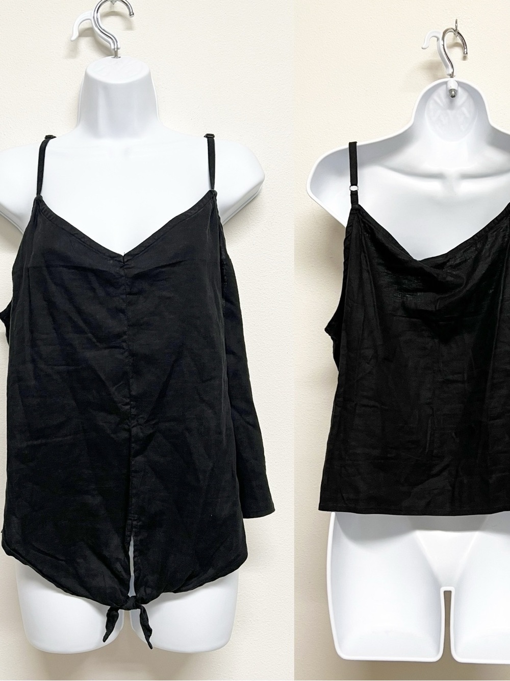 The North Face Womens Classic Black Tie Front Spaghetti Strap Linen Tank Top XL - Picture 6 of 10